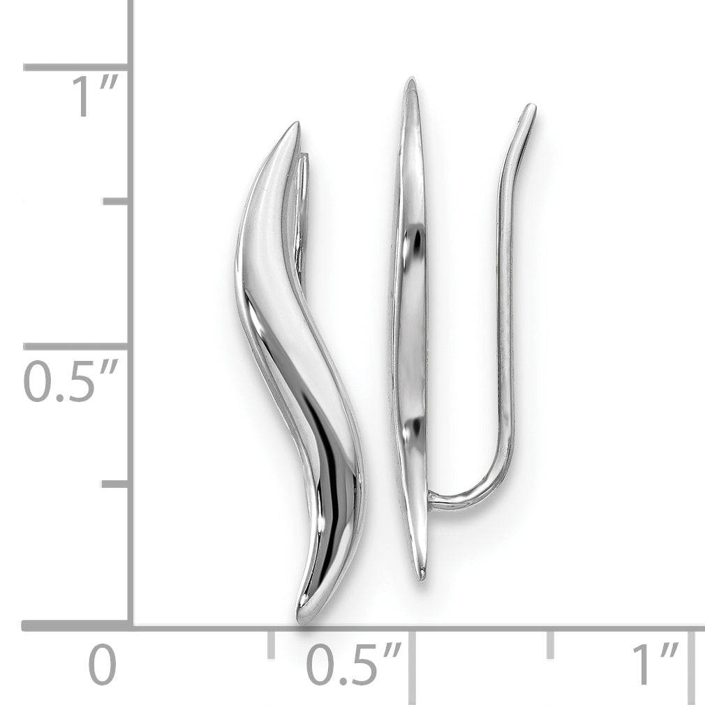 14K White Gold Polished Fancy Ear Climber Earrings
