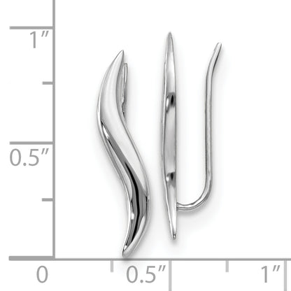 14K White Gold Polished Fancy Ear Climber Earrings