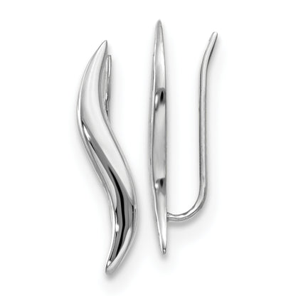 14K White Gold Polished Fancy Ear Climber Earrings