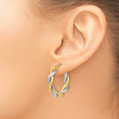 14K Two Tone Hoop Earrings