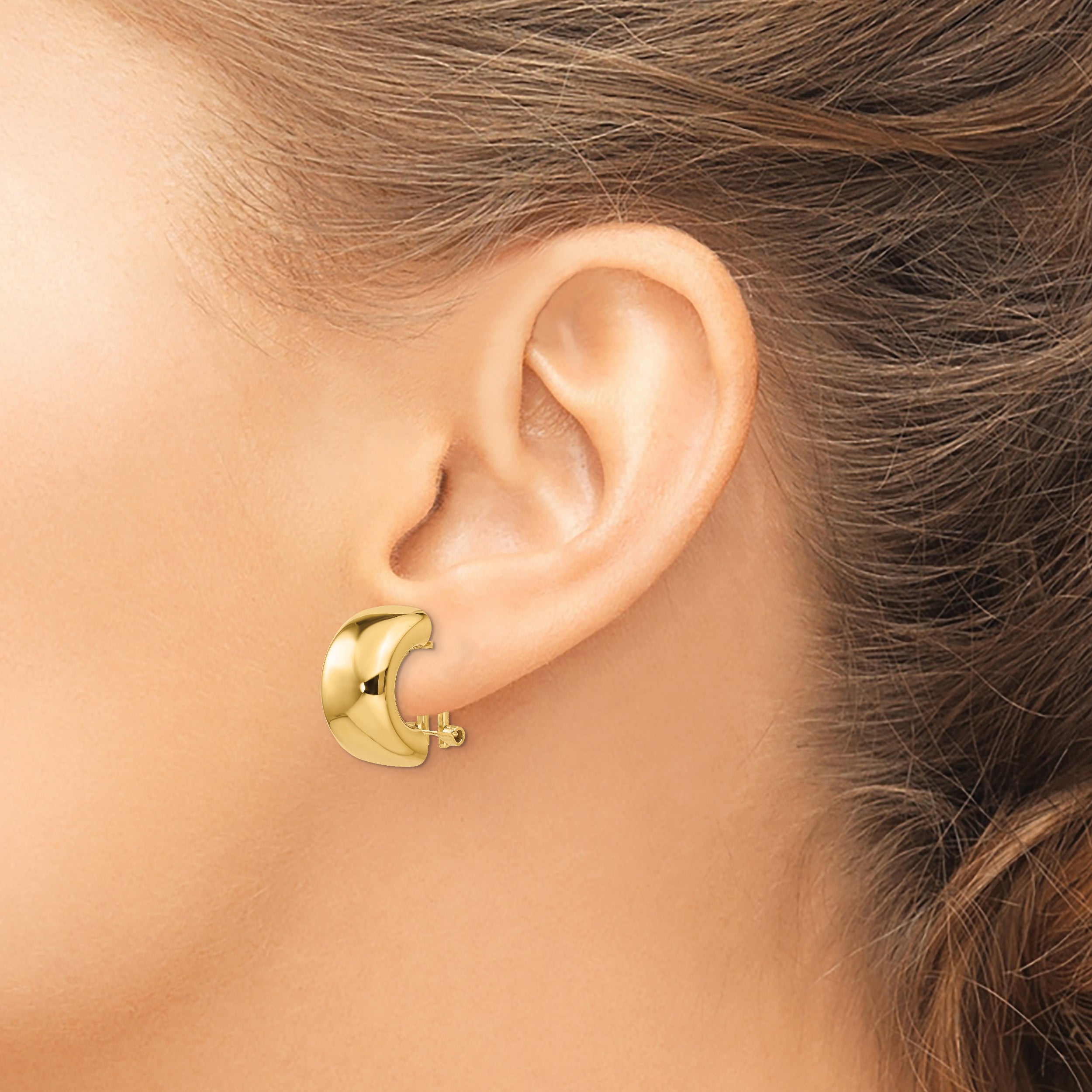 14K Yellow Gold Polished Omega Back Earrings