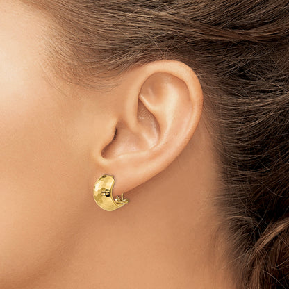 14K Yellow Gold Polished Hammered Omega Back Earrings