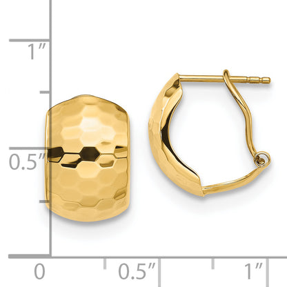 14K Yellow Gold Polished Hammered Omega Back Earrings