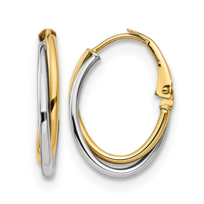 14K Two-Tone Polished Hoop Earrings