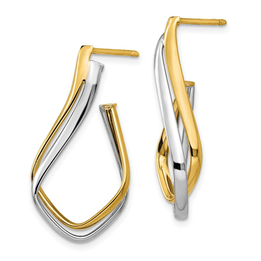 14K Yellow & Rhodium W/Rhodium Polished Post Earrings