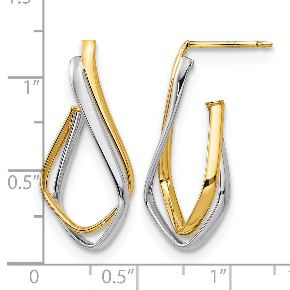 14K Yellow & Rhodium W/Rhodium Polished Post Earrings