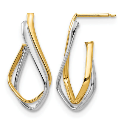 14K Yellow & Rhodium W/Rhodium Polished Post Earrings
