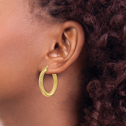 14K Yellow Gold Polished Twisted Hoop Earrings