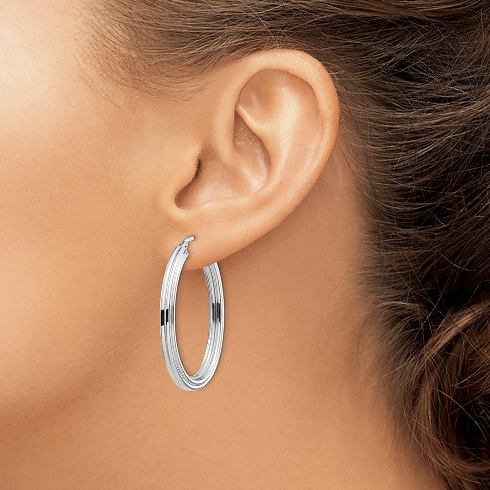 14K Two Tone Polished Post Dangle Earrings