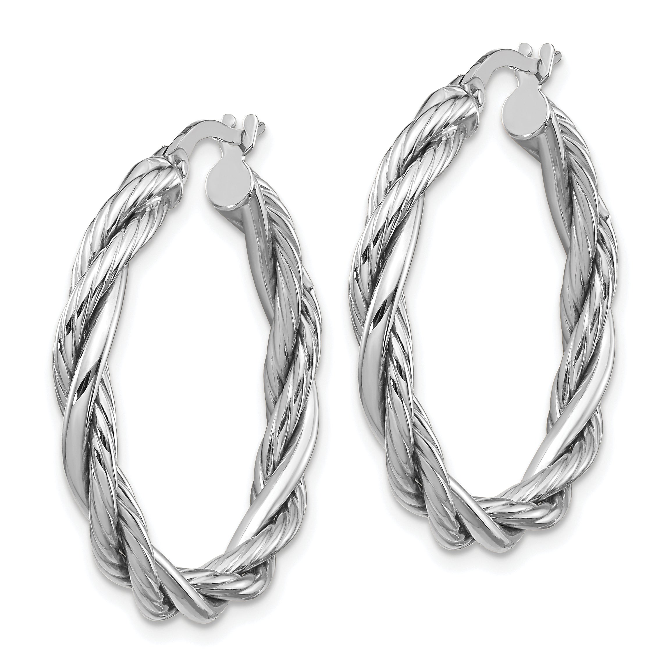 14K Yellow & Rhodium White Polished Twisted Hoop Earrings