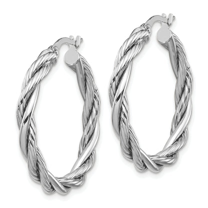 14K Yellow & Rhodium White Polished Twisted Hoop Earrings