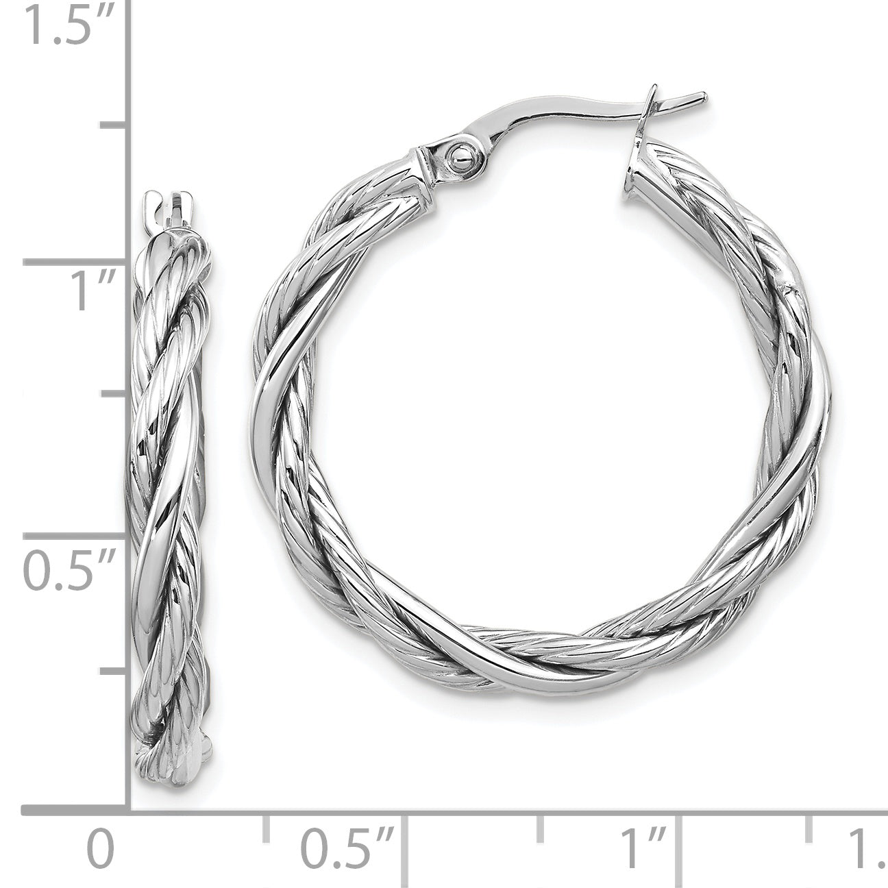 14K Yellow & Rhodium White Polished Twisted Hoop Earrings