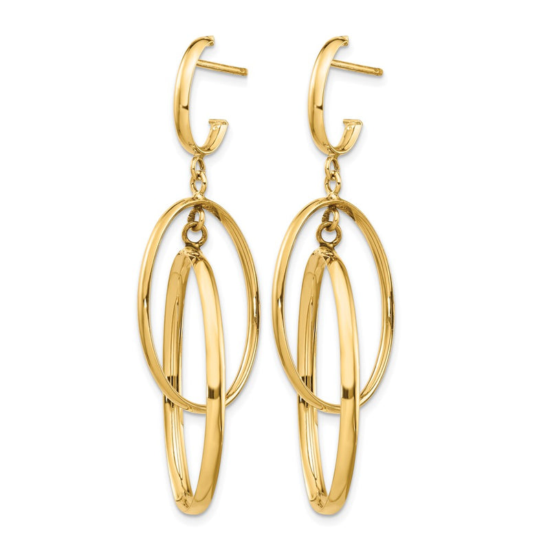 14K Yellow Gold Polished Post Dangle Earrings