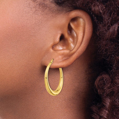 14K Yellow Gold Polished Fancy Hoop Earrings
