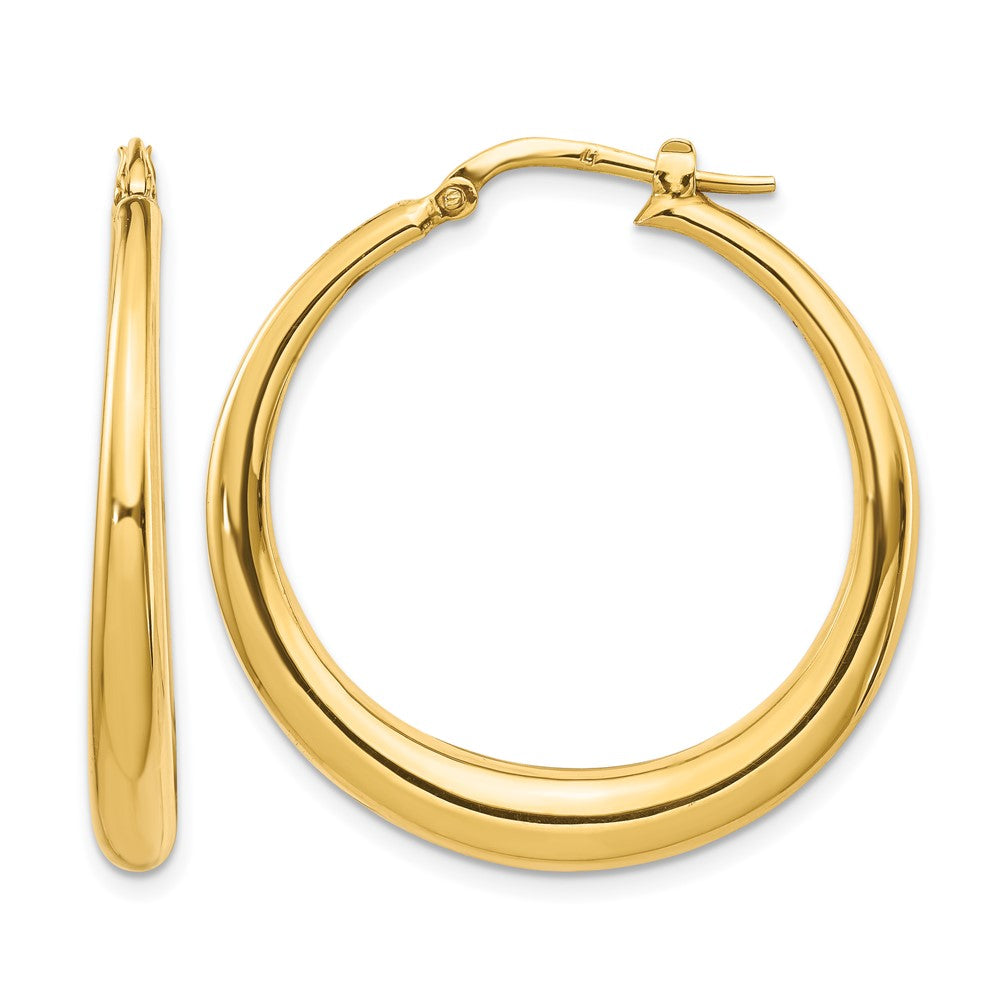 14K Yellow Gold Polished Fancy Hoop Earrings