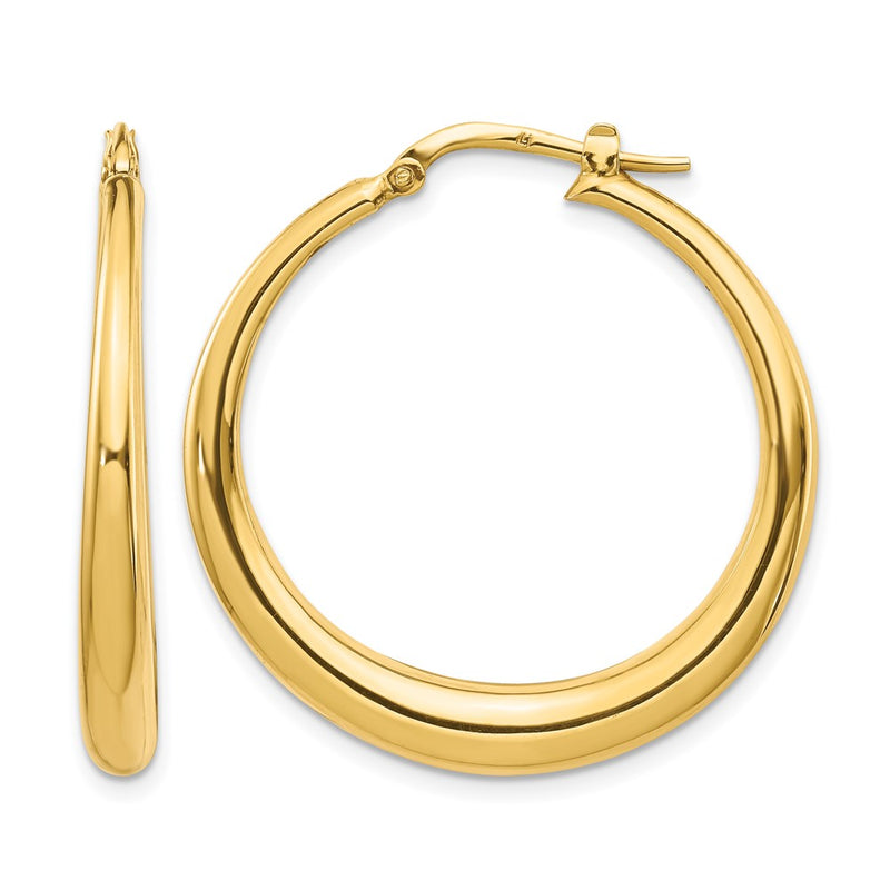 14K Yellow Gold Polished Fancy Hoop Earrings