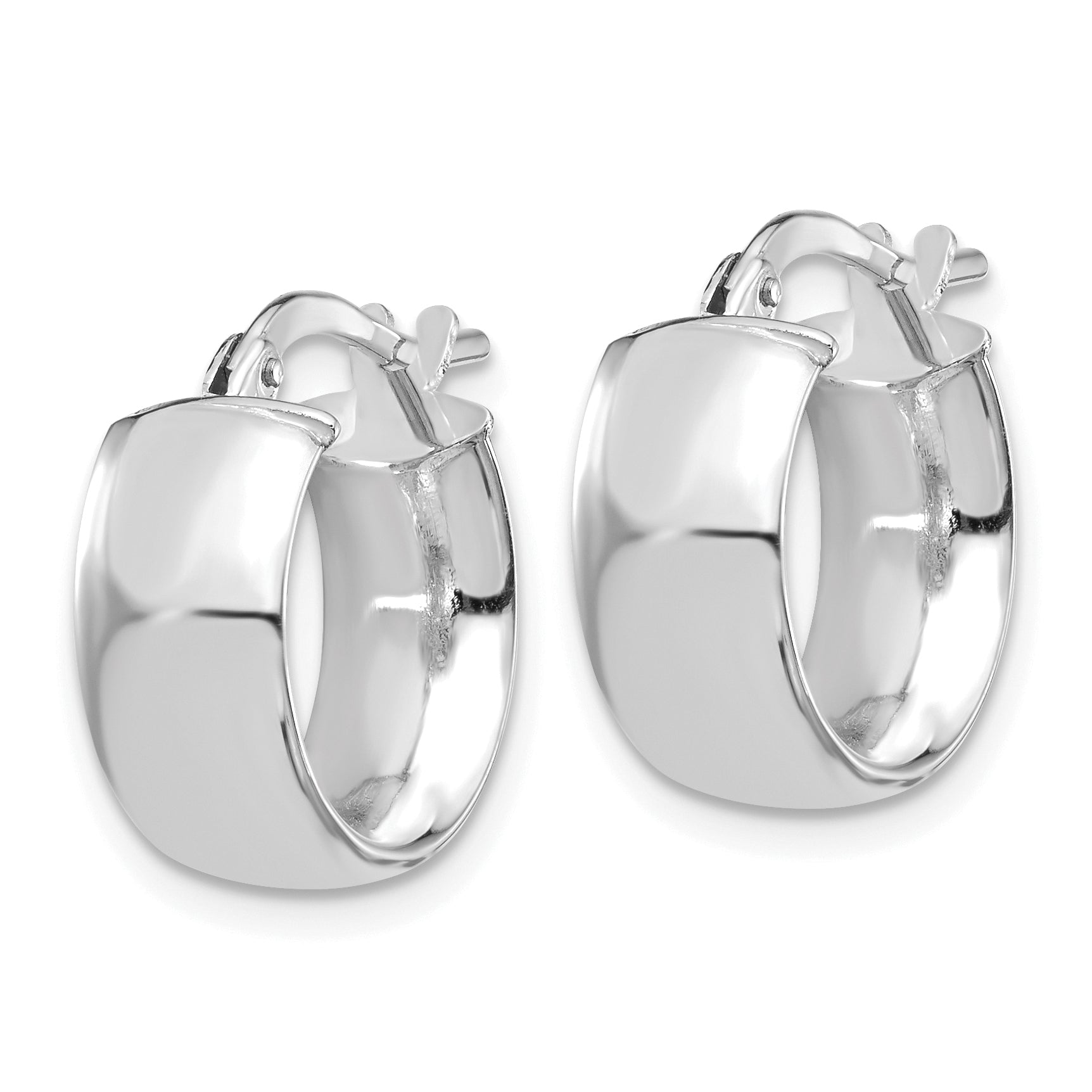 14K Yellow & Rhodium W/ White Plating 6mm High Polished Huggie Earrings