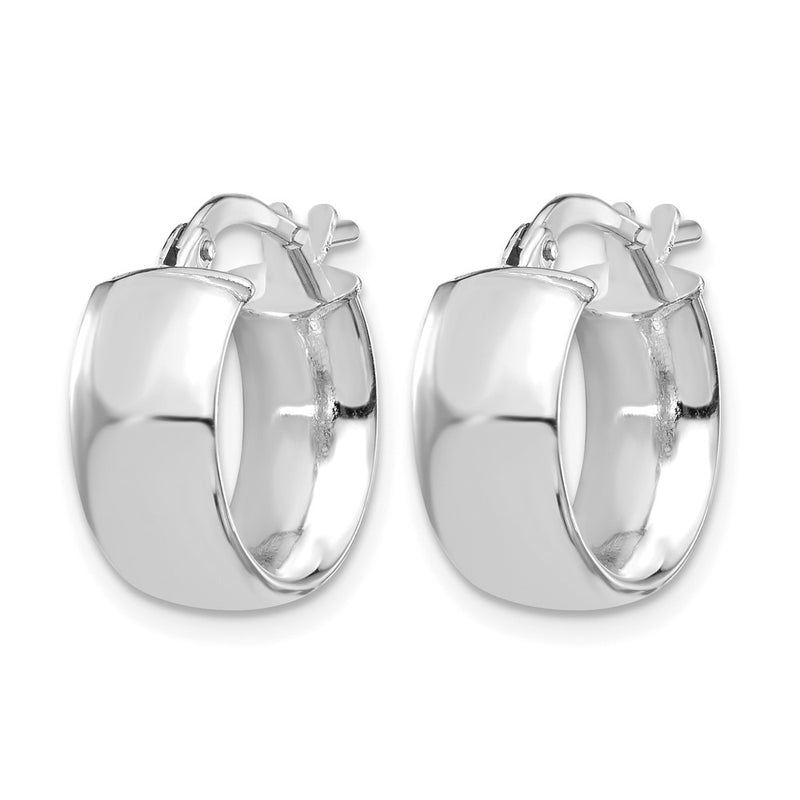 14K Yellow & Rhodium W/ White Plating 6mm High Polished Huggie Earrings