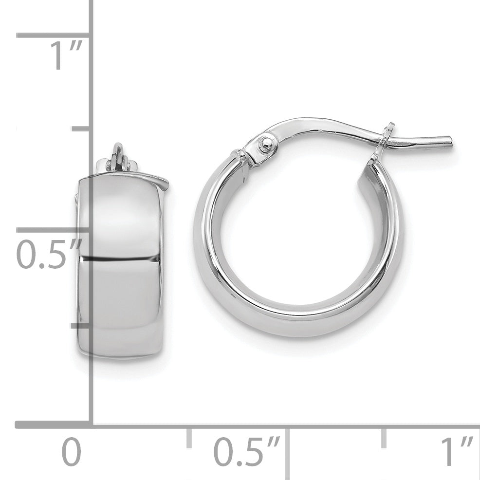 14K Yellow & Rhodium W/ White Plating 6mm High Polished Huggie Earrings
