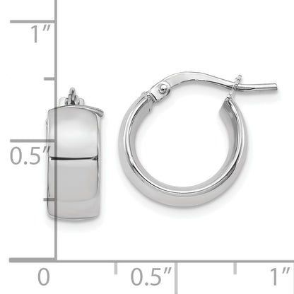14K Yellow & Rhodium W/ White Plating 6mm High Polished Huggie Earrings