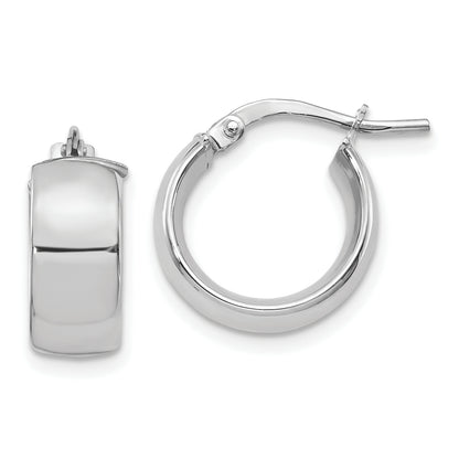 14K Yellow & Rhodium W/ White Plating 6mm High Polished Huggie Earrings