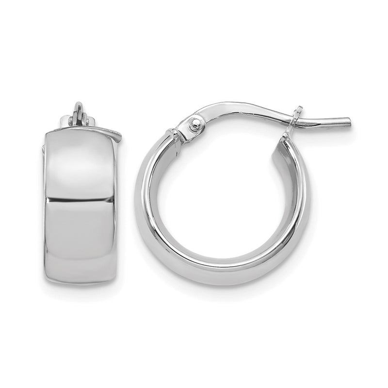 14K Yellow & Rhodium W/ White Plating 6mm High Polished Huggie Earrings