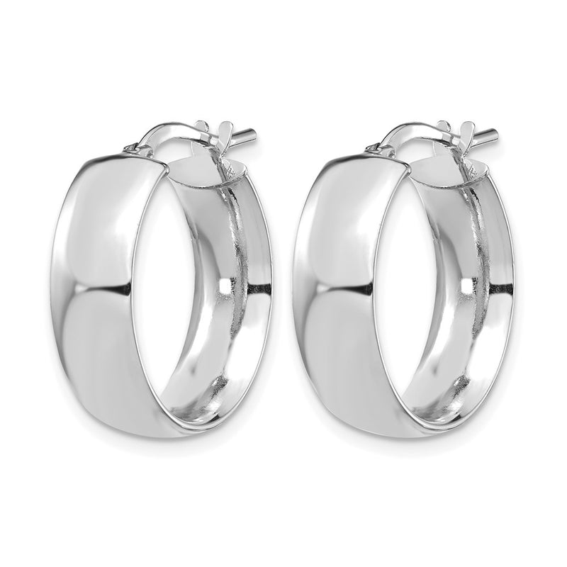14K Yellow & Rhodium W/ White Plating 6mm High Polished Hoop Earrings