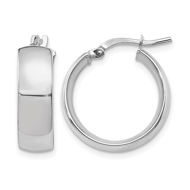 14K Yellow & Rhodium W/ White Plating 6mm High Polished Hoop Earrings