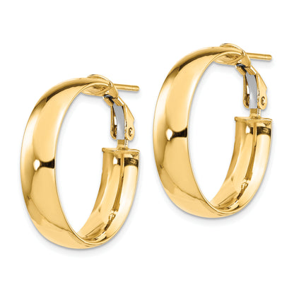 14K Yellow Gold 6mm High Polished Omega Back Hoop Earrings