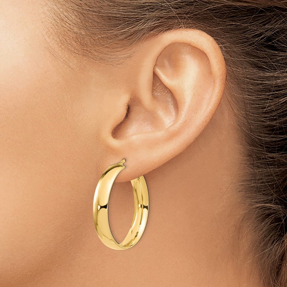 14K Yellow Gold 6mm High Polished Hoop Earrings
