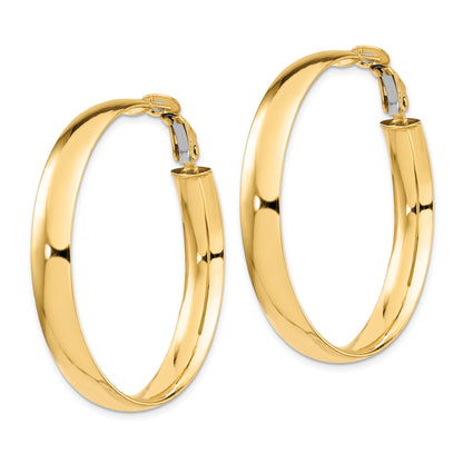 14K Yellow Gold 6mm High Polished Omega Back Hoop Earrings