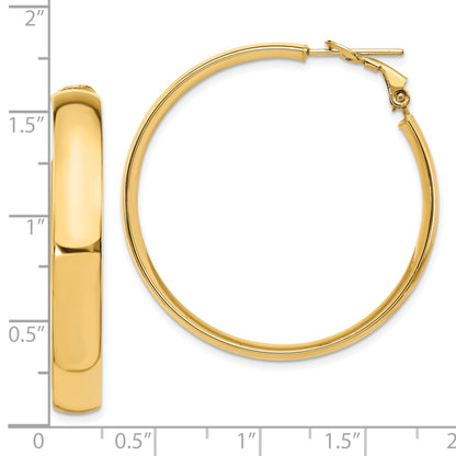 14K Yellow Gold 6mm High Polished Omega Back Hoop Earrings