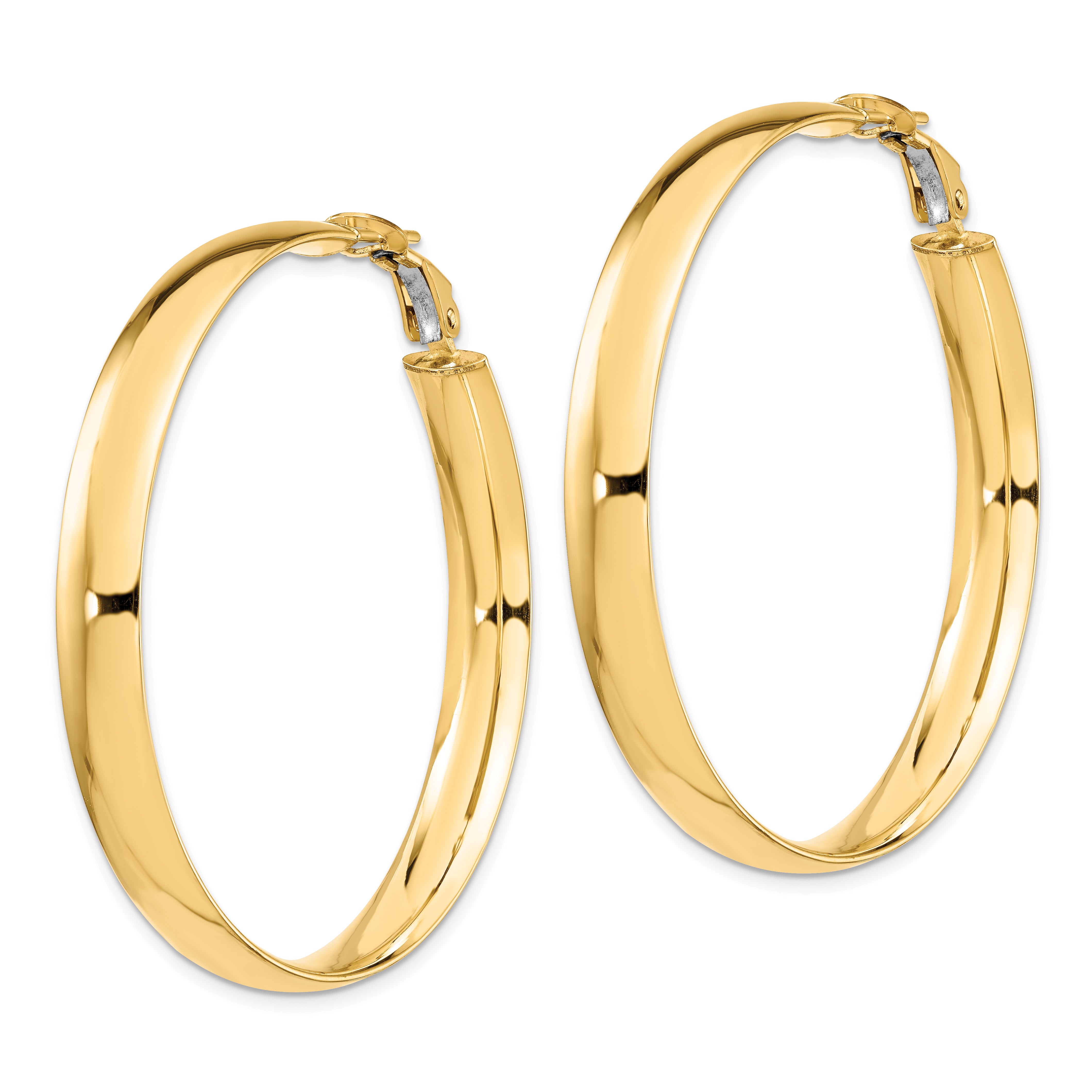 14K Yellow Gold 6mm High Polished Omega Back Hoop Earrings