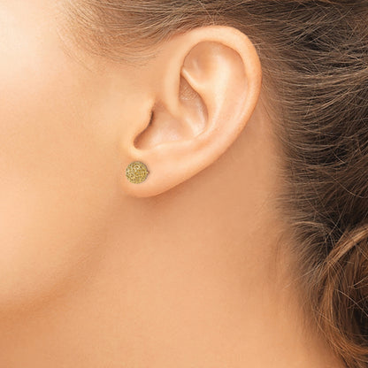 14K Yellow Gold 7.75mm Filigree Ball Post Earrings