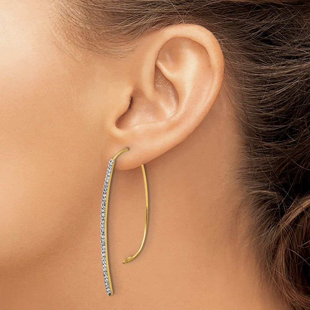 14K Yellow Gold Polished Crystal Threader Earrings