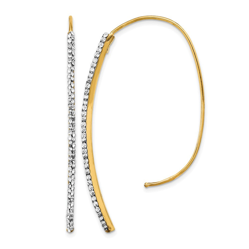 14K Yellow Gold Polished Crystal Threader Earrings
