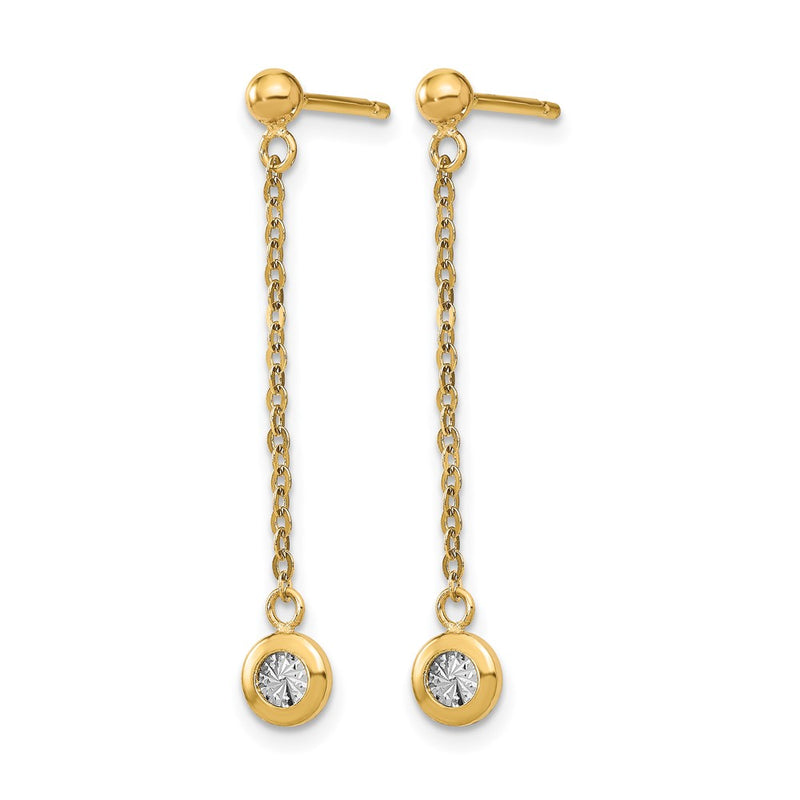 14K Two Tone Polished D/C Post Dangle Earrings