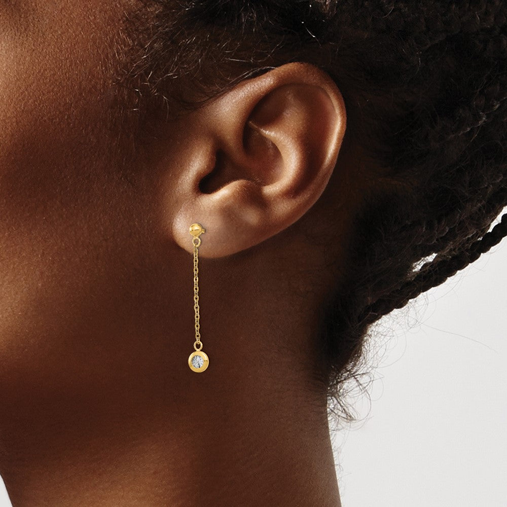 14K Two Tone Polished D/C Post Dangle Earrings