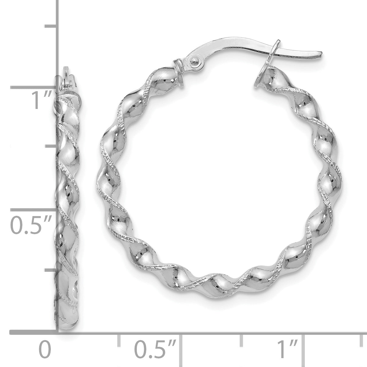 14K White Gold Twisted Hoop Earrings