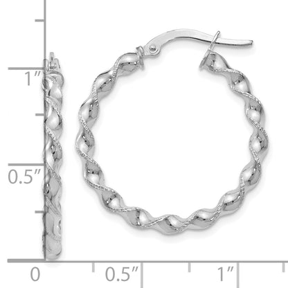 14K White Gold Twisted Hoop Earrings