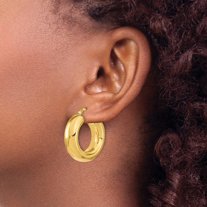 14K Yellow Gold Polished Hoop Earrings