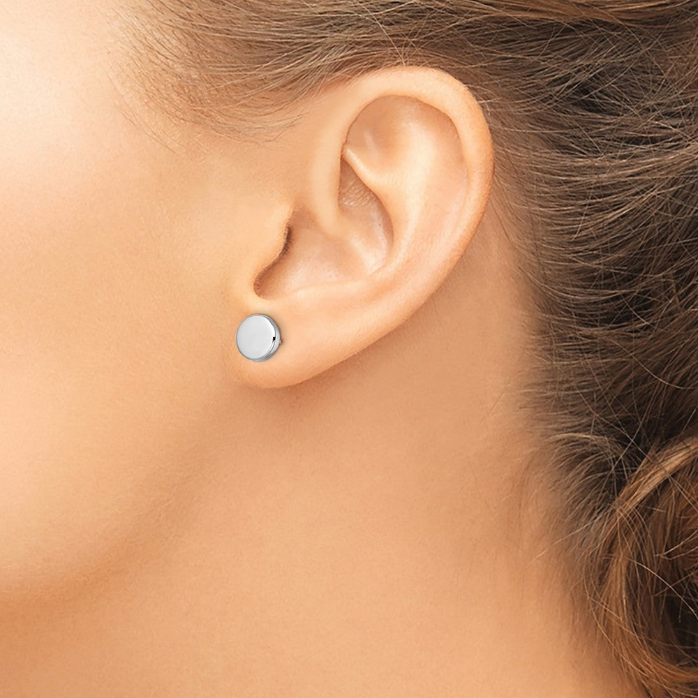 14K White Gold Polished Button Post Earrings