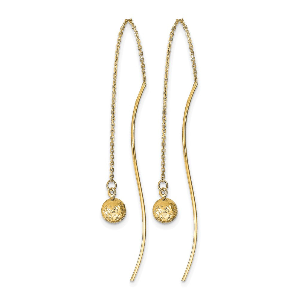 14K Yellow Gold Polished D/C Threader Earrings