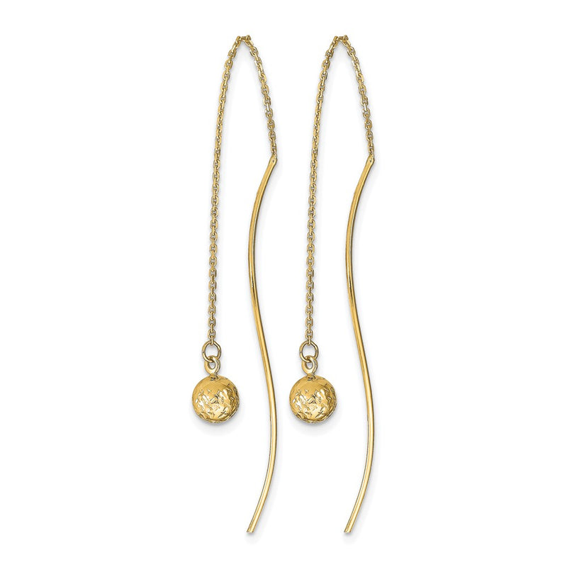 14K Yellow Gold Polished D/C Threader Earrings