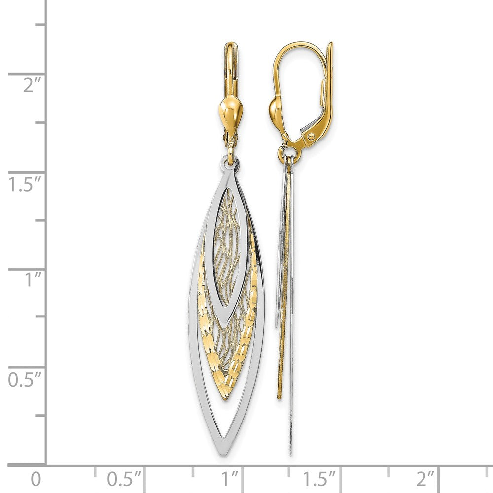 14K Two-Tone Polished D/c Leverback Earrings