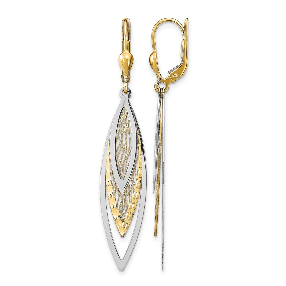 14K Two-Tone Polished D/c Leverback Earrings