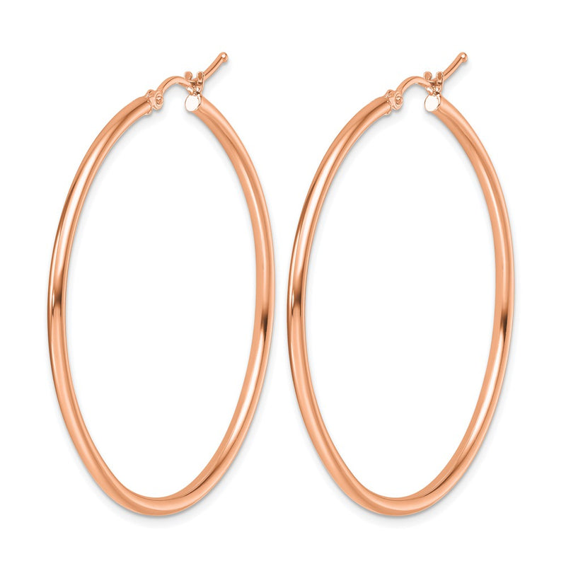 14K Rose Gold Polished 2X45mm Hoop Earrings