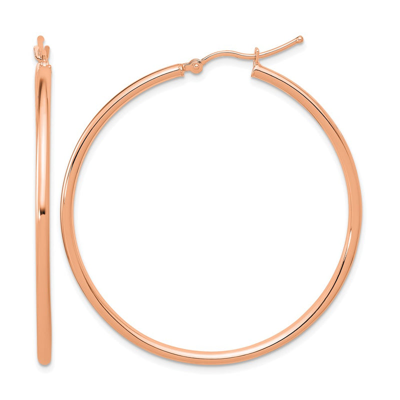 14K Rose Gold Polished 2X45mm Hoop Earrings