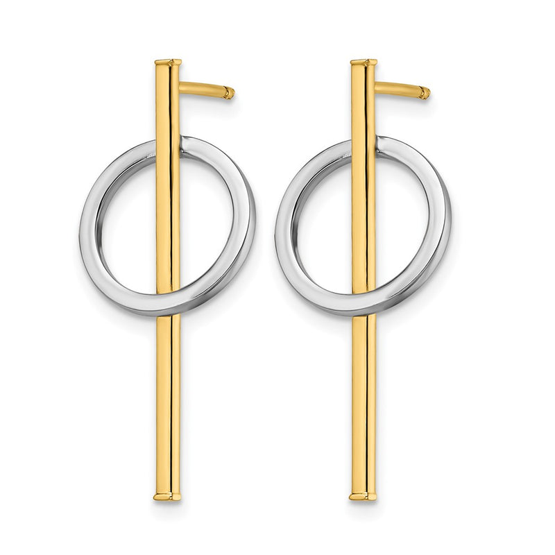 14K Yellow & Rhodium With Post Dangle Earrings