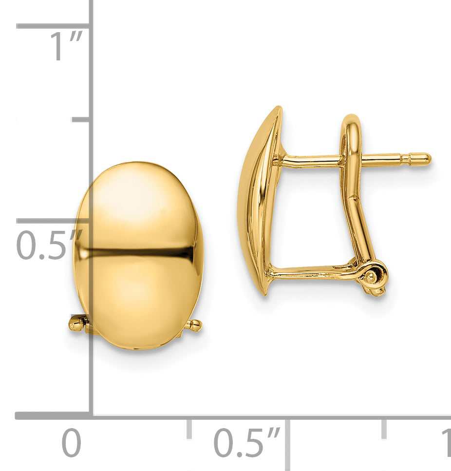14K Yellow Gold Polished Omega Back Earrings